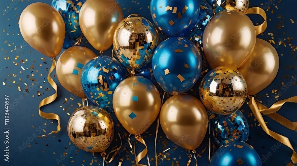 Festive Vibes, Birthday Card with Metallic Balloons and Confetti Festive Vibes, Birthday Card with Metallic Balloons and Confetti
