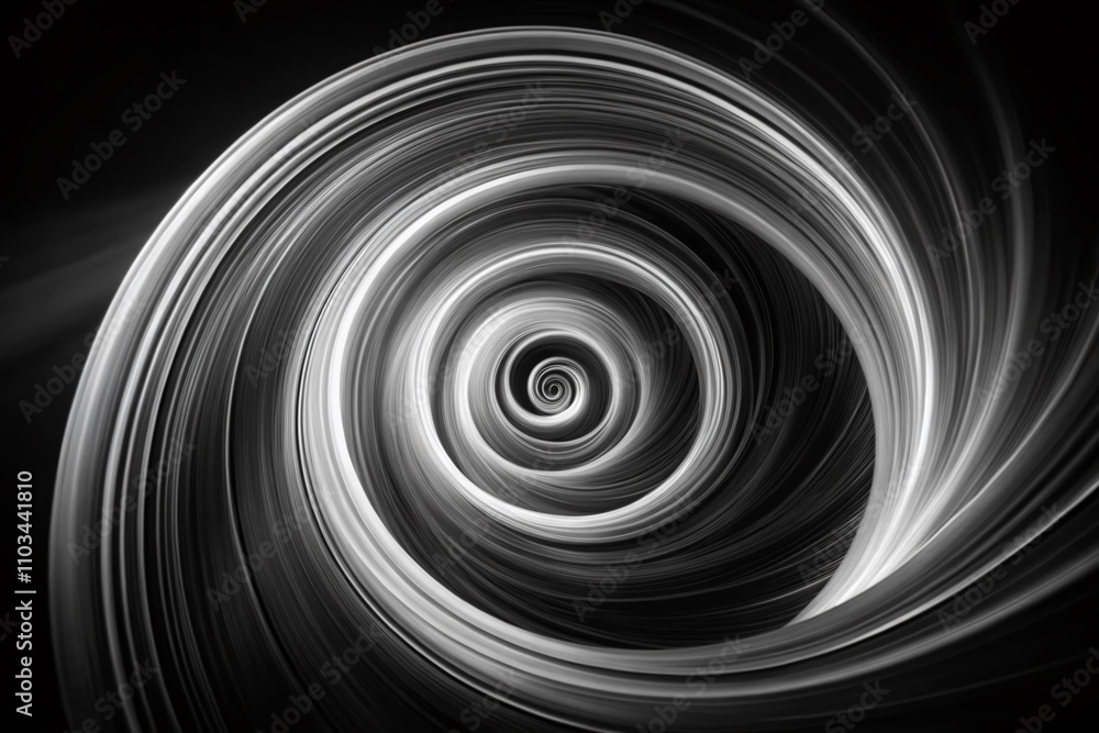 Captivating Long Exposure of a Black and White Spiral Design on a Clear Background, Showcasing Motion and Depth in a Minimalistic Style Perfect for Modern Art Enthusiasts Captivating Long Exposure of a Black and White Spiral Design on a Clear Background, Showcasing Motion and Depth in a Minimalistic Style Perfect for Modern Art Enthusiasts