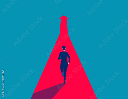 Businessman the way forward. Development business vector illustration