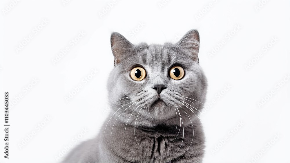 a frightened cat, an emotional portrait of fear isolated on a white background, a cat with big eyes is afraid a frightened cat, an emotional portrait of fear isolated on a white background, a cat with big eyes is afraid