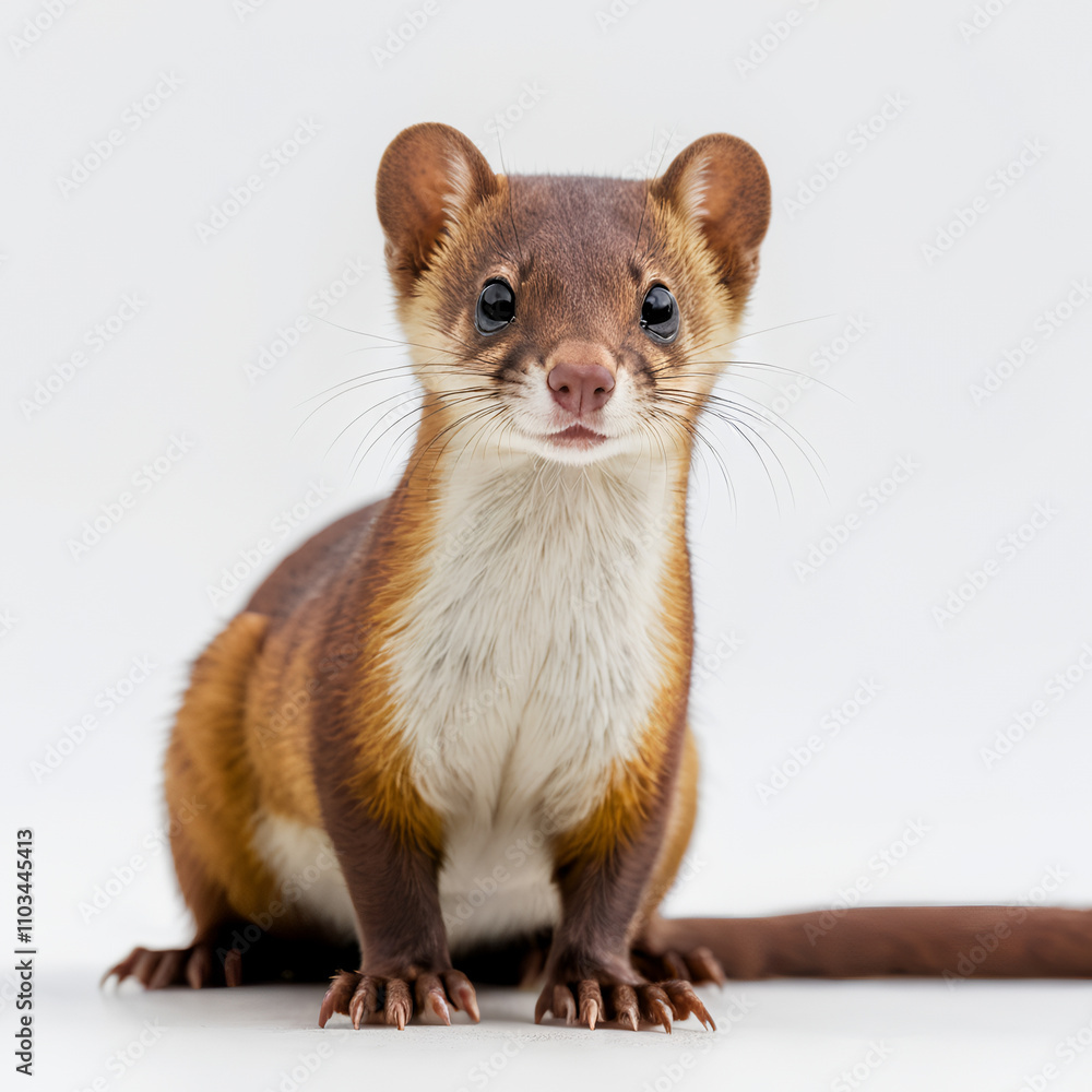 long-Tailed Weasel on white background long-Tailed Weasel on white background