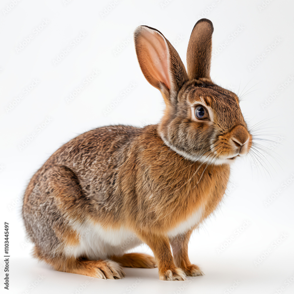 Fototapeta premium Eastern Cottontail on white background