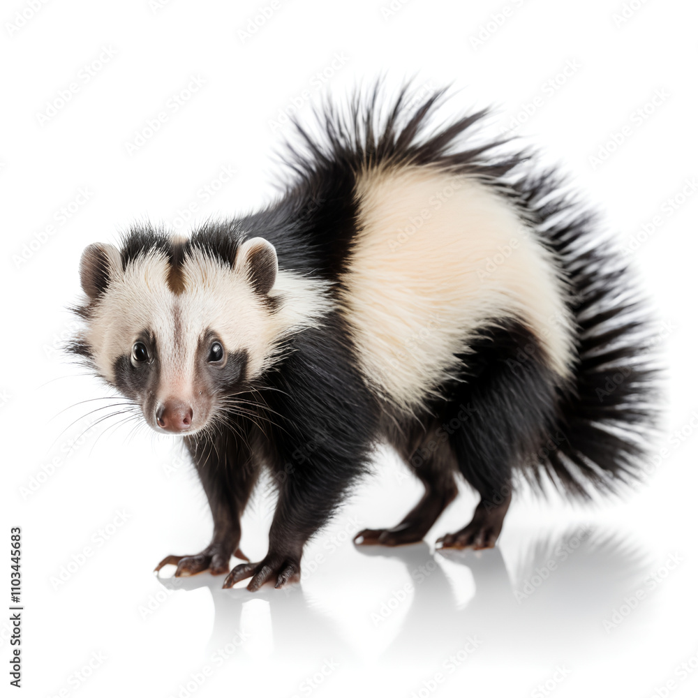 Fototapeta premium Striped Skunk on white background
