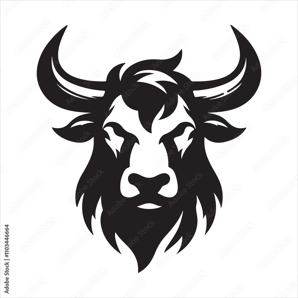 Bison bull head vector silhouette Bison bull head vector silhouette
