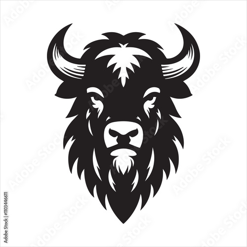 Bison bull head vector silhouette