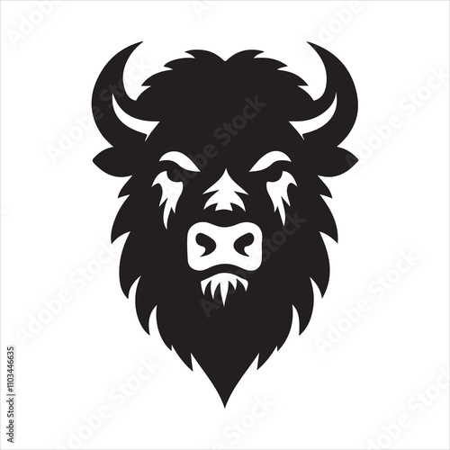 Bison bull head vector silhouette