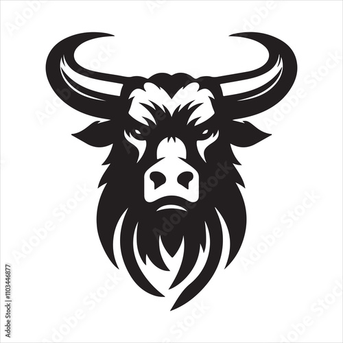 Bison bull head vector silhouette