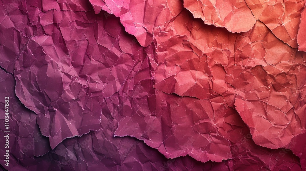 A textured background featuring crumpled paper in gradient shades of pink and purple. A textured background featuring crumpled paper in gradient shades of pink and purple.