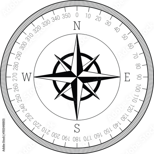 Compass rose or compass star icon. Rose of the winds icon on transparent background