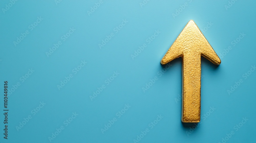 Gold Arrow Upward Trend Success Growth Blue Background Gold Arrow Upward Trend Success Growth Blue Background