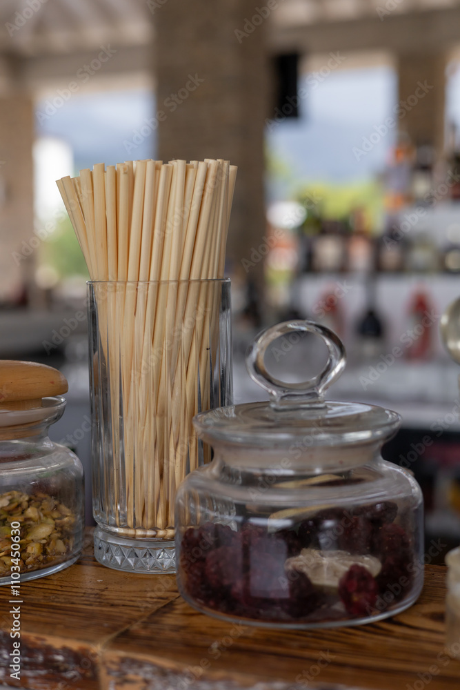 Straws are made from natural wheat and cane stems. Straws are made from natural wheat and cane stems.
