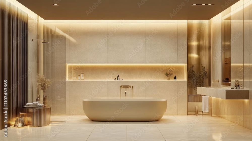 Luxury Beige Bathroom Design with Gold Accents Luxury Beige Bathroom Design with Gold Accents