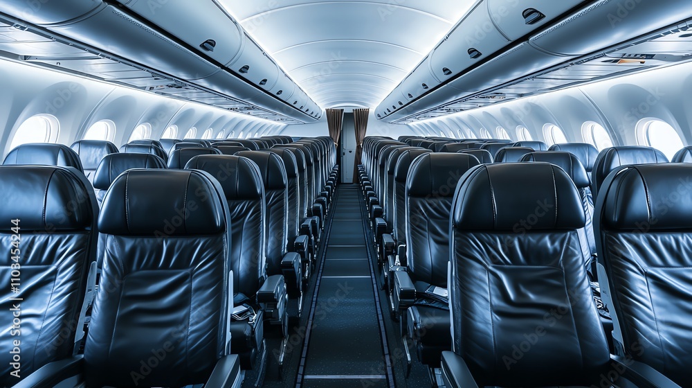 Fototapeta premium Empty airplane seats in a private jet.