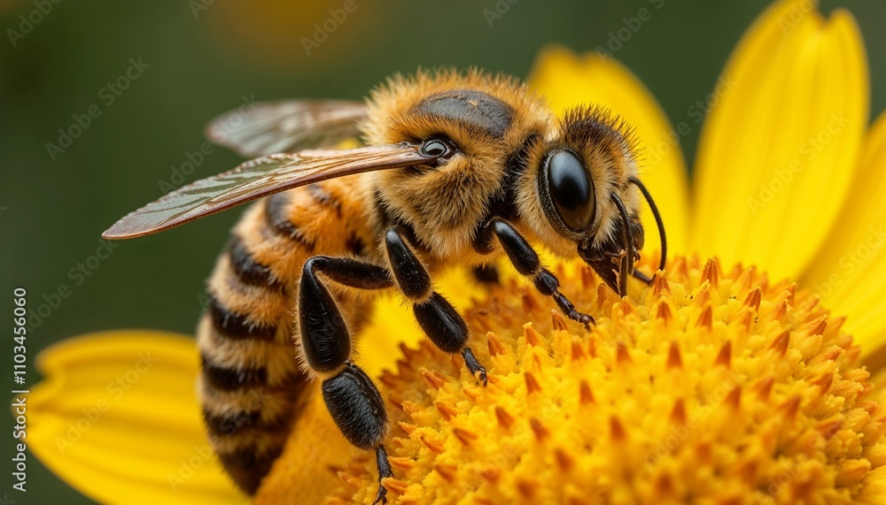 Honeybee collecting nectar on a sunflower Honeybee collecting nectar on a sunflower