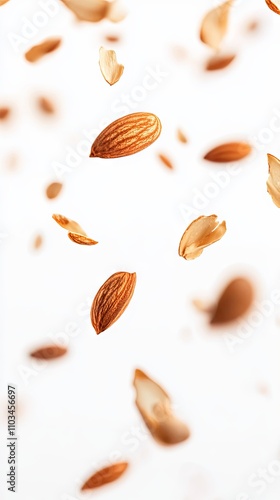 Wallpaper Mural Almonds Falling on White Background - Healthy Snack Torontodigital.ca