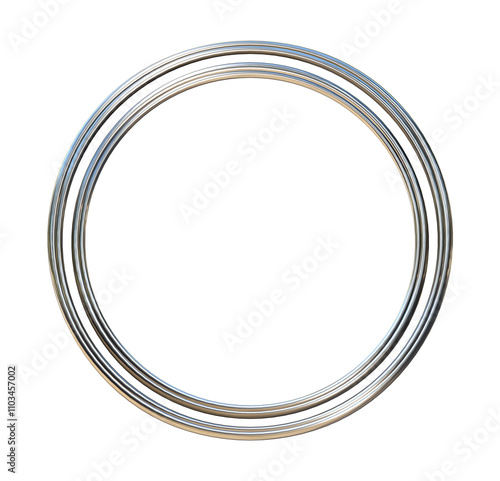 Silver circle frame 3d on png transparent background.