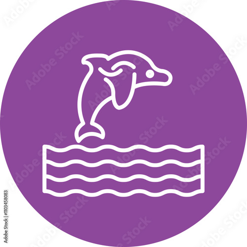 Dolphin Jumping line circle icon