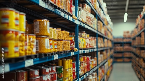 Wallpaper Mural Rows of canned goods fill warehouse shelves Torontodigital.ca