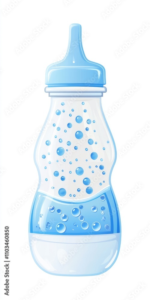 Baby Bottle for Healthy Feeding. Milk Container for Children with Blue and White Design Baby Bottle for Healthy Feeding. Milk Container for Children with Blue and White Design