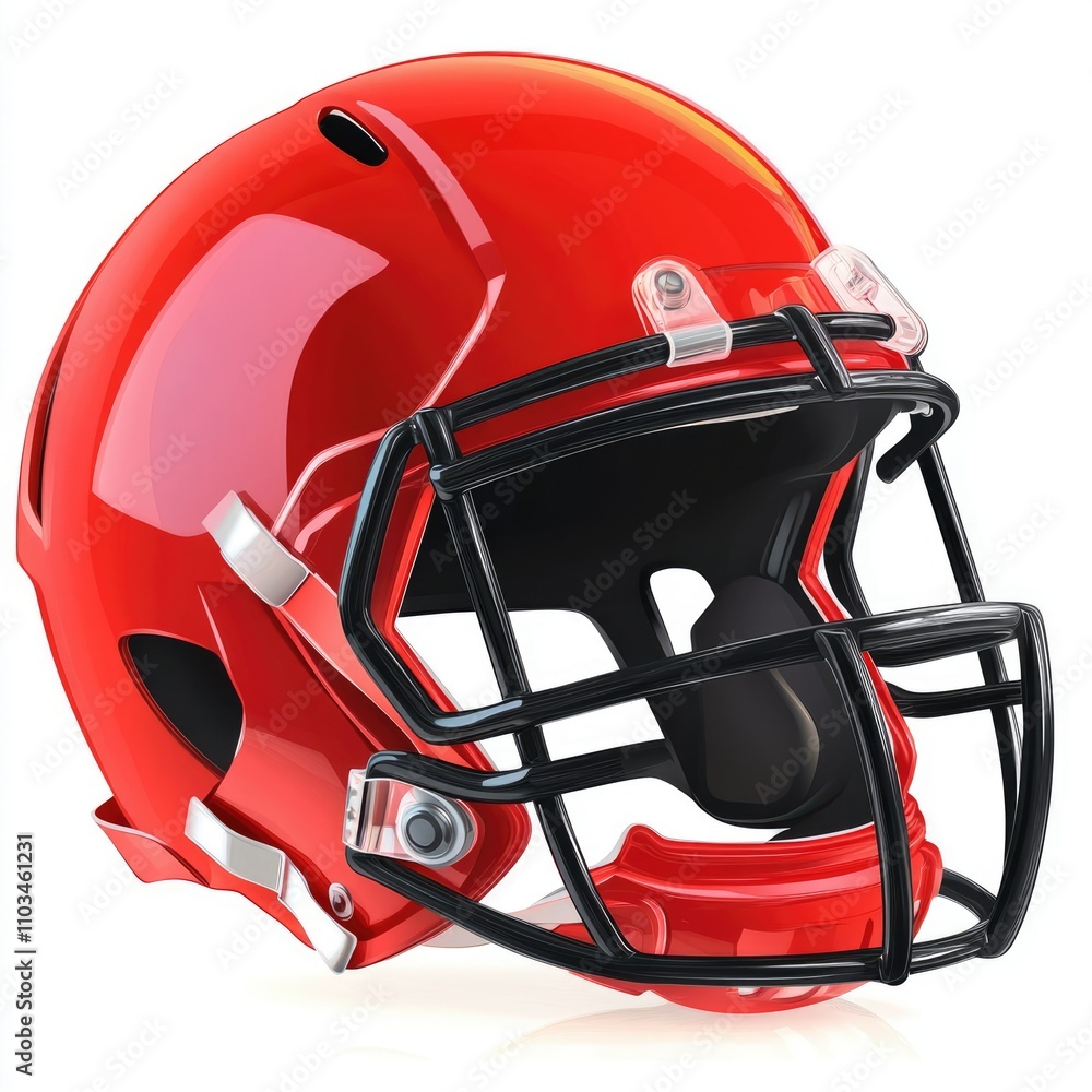 Fototapeta premium Football Helmet Safety Equipment. Detailed Vector Illustration of American Football Protective Gear