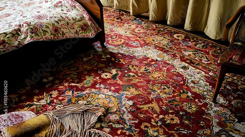 Iranian Carpet with carpet fringe, photo