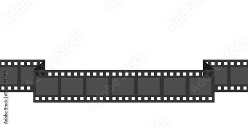 Film strip frame. Cinema Movie festival. Advertisement, banner, flyer, poser, invitation template. Line shape ribbon. Design element. Flat design. White background. Isolated. Vector illustration