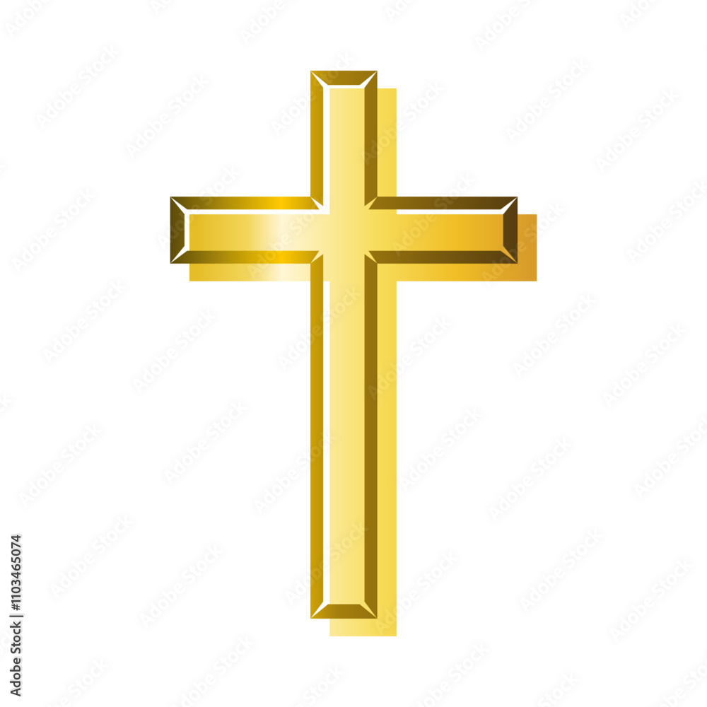 Golden yellow cross christian icon vector design Golden yellow cross christian icon vector design
