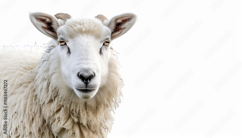 Sheep with copy space isolated on white Sheep with copy space isolated on white