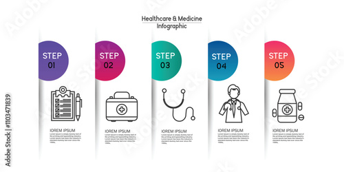 Medicine and healthcare vector infographic template
