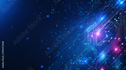 AI chip background on technology blue background. Circuit board. Ai Tech bg. Semiconductor or CPU processor. Artificial intelligence concept. Abstract digital vector illustration. Big data. 