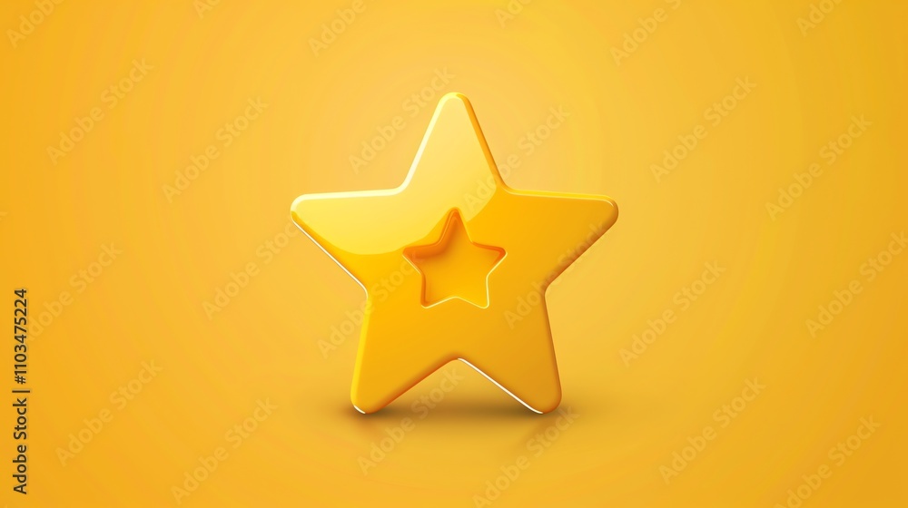 A 3D rendering of a yellow star with a smaller yellow star inside, on a yellow background. A 3D rendering of a yellow star with a smaller yellow star inside, on a yellow background.
