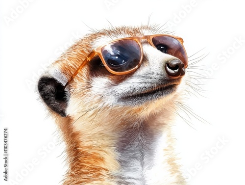 Meerkat in sunglasses safari environment illustration for card design whimsical decor fun concept for home or office photo