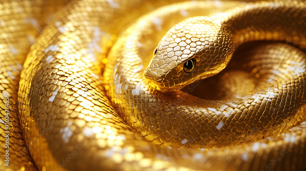 Fototapeta premium Golden Snake 3D Illustration