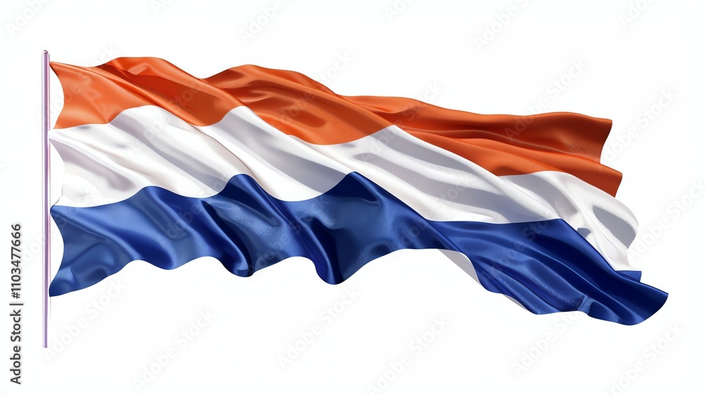 Fototapeta premium A 3d rendering of the Dutch flag, waving in the wind.