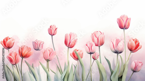 Delicate pink tulips, a symbol of love and happiness, a fragrant spring flower bed, a romantic gift for March 8th