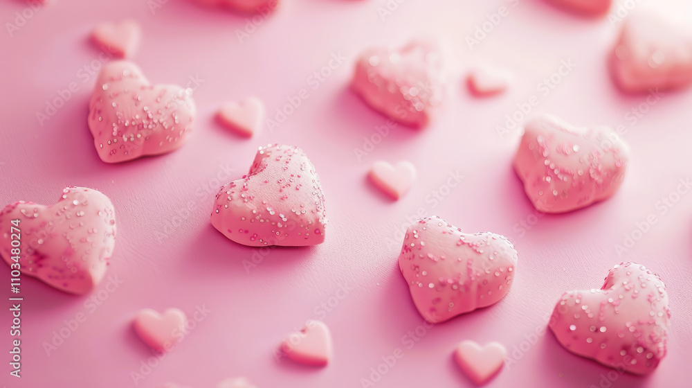 Romantic Pink Hearts on Light Pink Background Romantic Pink Hearts on Light Pink Background