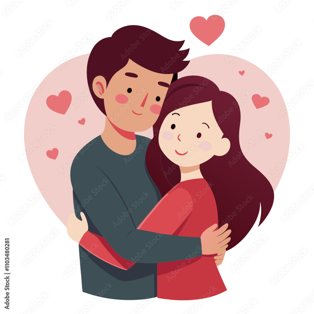 cute couple hugging romantic love. cute couple hugging romantic love.