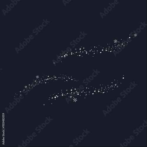 Snowy abstract waves isolated illustration. Snow dust and snowflakes vector