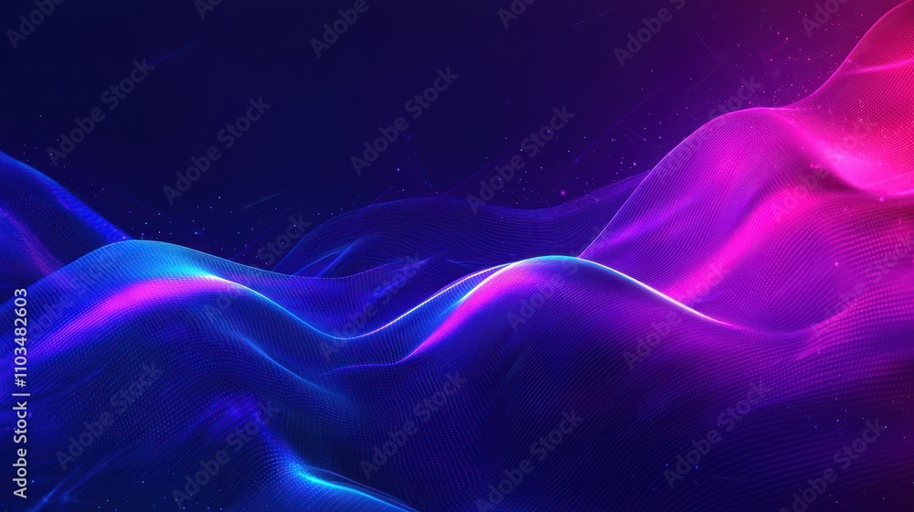 Obraz premium A mesmerizing abstract background with vibrant blue and pink waves flowing in a dynamic and ethereal pattern. Perfect for futuristic, technology.