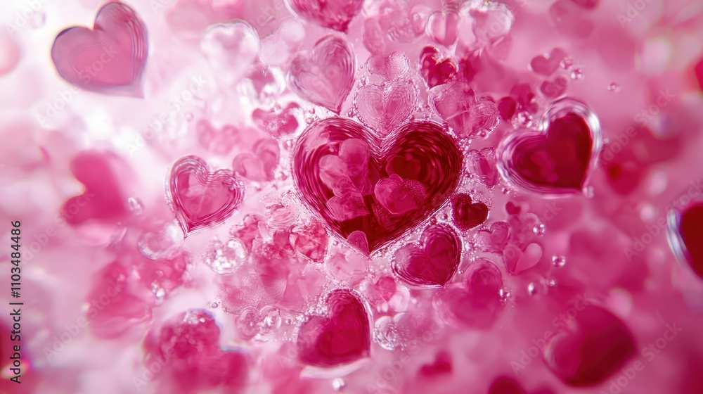 A pink and red kaleidoscope of heart patterns. A pink and red kaleidoscope of heart patterns.