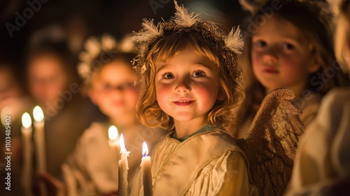 Joyful Candlelit Nativity Procession with Angels photo