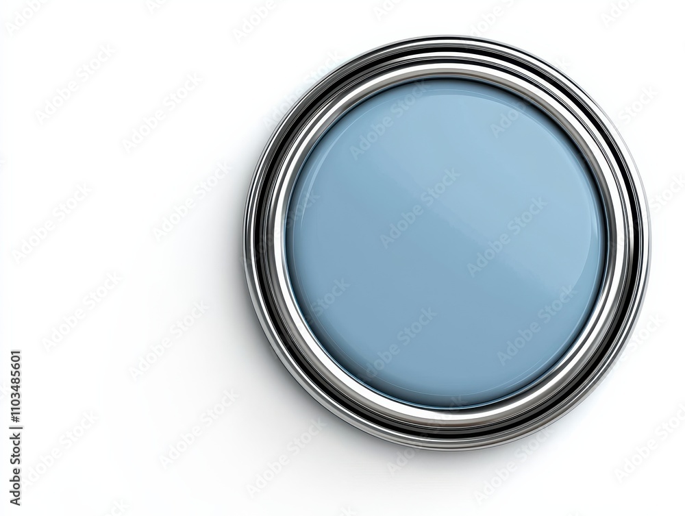 A simple circular button with a smooth blue surface and a metallic frame, creating a modern and sleek appearance. A simple circular button with a smooth blue surface and a metallic frame, creating a modern and sleek appearance.