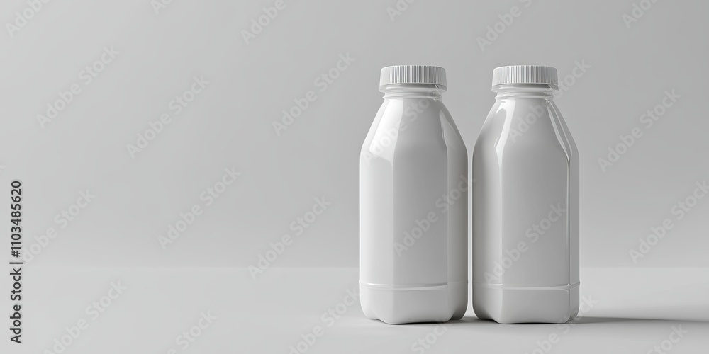 Blank White Plastic Bottles Mockup - Modern Beverage Packaging Design Template Blank White Plastic Bottles Mockup - Modern Beverage Packaging Design Template