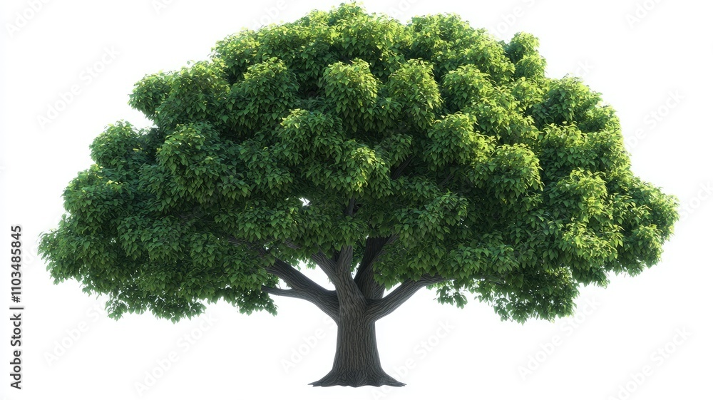 Fototapeta premium Lush Green Tree Isolated on White Background