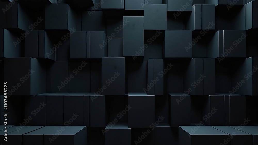 3D styles abstract black cube pattern background. dark pixel loop 3D styles abstract black cube pattern background. dark pixel loop