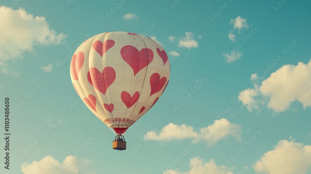 Fototapeta premium A whimsical hot air balloon with a heart pattern.