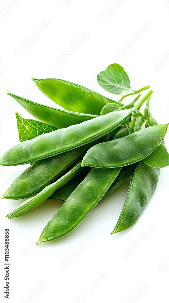 Fresh Green Pea Pods on White Background Fresh Green Pea Pods on White Background