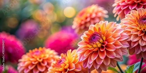 Close-up of Vibrant Orange and Pink Flowers in Bloom with Soft Focus and Copy Space for Text Overlay, Perfect for Nature and Floral Themes