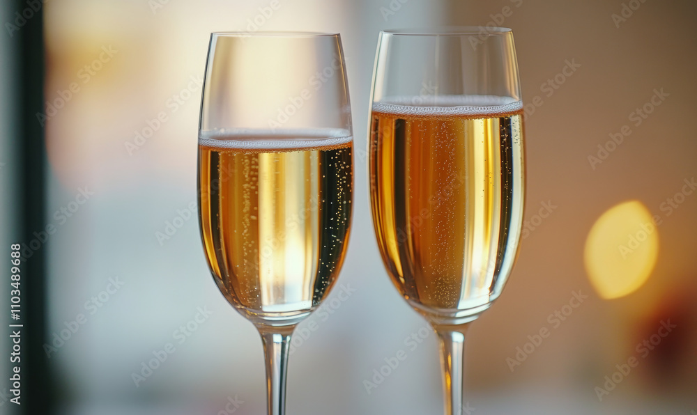 Champagne Toast with Two Flutes for a Celebration Champagne Toast with Two Flutes for a Celebration