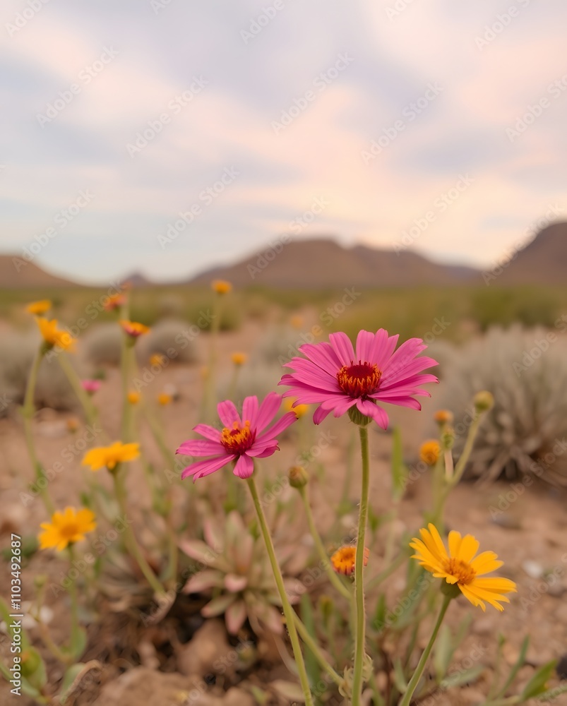 Obraz premium beautiful flowers in the desert